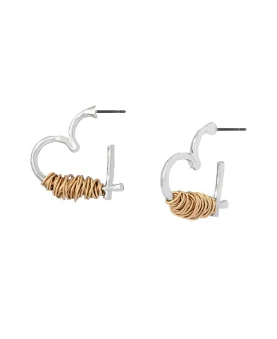 Robert Lee Morris Soho Two-tone Heart Hoop Earrings In Multi