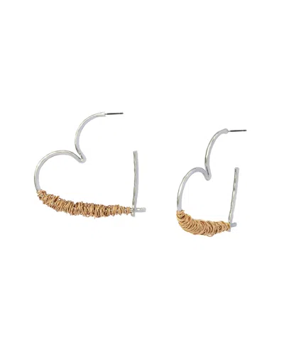Robert Lee Morris Soho Two-tone Heart Large Hoop Earrings In Multi