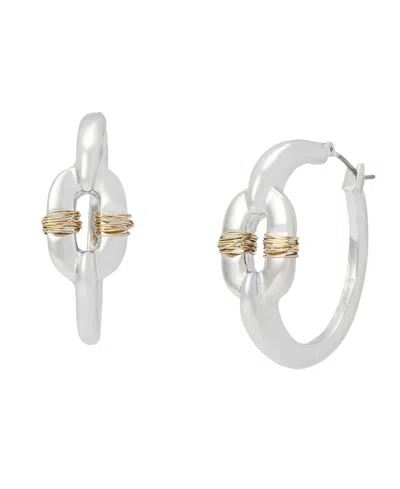 Robert Lee Morris Soho Two-tone Hoop Earrings In Silver