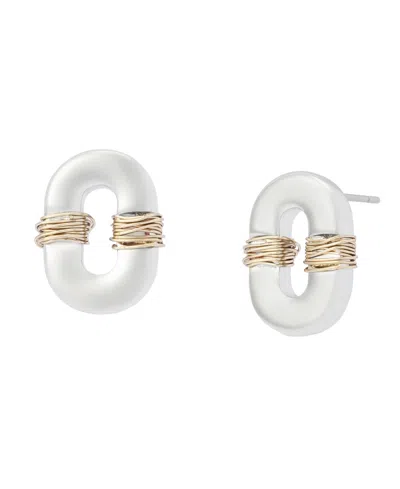 Robert Lee Morris Soho Two-tone Minimalist Stud Earrings In Silver