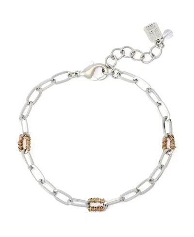 Robert Lee Morris Soho Two-tone Paper Clip Chain Link Bracelet In Metallic