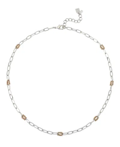 Robert Lee Morris Soho Two-tone Paper Clip Chain Necklace In Metallic