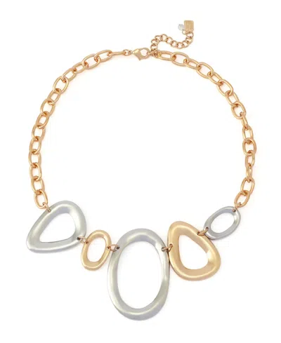 Robert Lee Morris Soho Two-tone Sculpted Link Bib Necklace In Gold