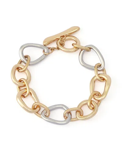 Robert Lee Morris Soho Two-tone Sculpted Link Bracelet In Gold