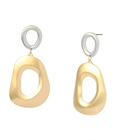 Robert Lee Morris Soho Two-tone Sculpted Link Double Drop Earrings In Gold