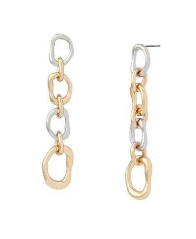 Robert Lee Morris Soho Two-tone Sculpted Link Linear Earrings In Gold