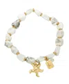 Robert Lee Morris Soho White Howlite Starfish Stretch Bracelet In White,gold