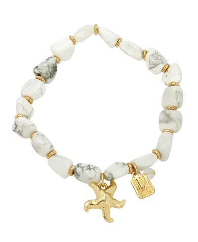 Robert Lee Morris Soho White Howlite Starfish Stretch Bracelet In Gold