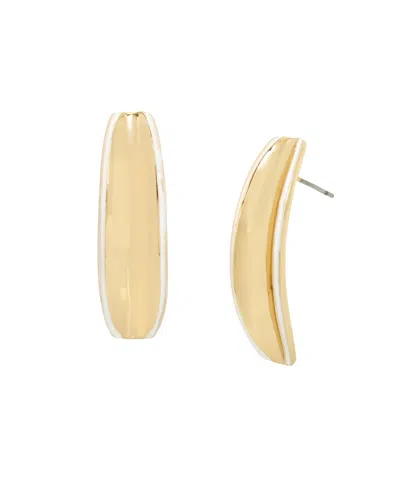 Robert Lee Morris Soho White Molten Patina Curved Stick Earrings In White,gold