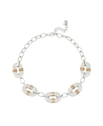 Robert Lee Morris Soho Women's Two-tone Lobster Clasp Necklace In Silver