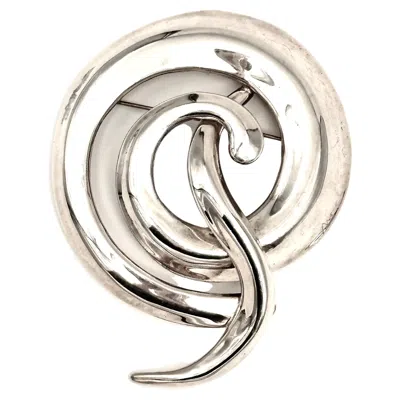 Pre-owned Robert Lee Morris Sterling Silver Colossal Spiral Brooch In Multi