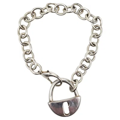 Pre-owned Robert Lee Morris Sterling Silver Padlock Charm Link Bracelet #23657 In Multi