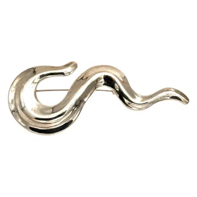 Pre-owned Robert Lee Morris Sterling Silver Squiggle Brooch In Multi