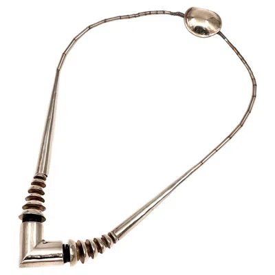 Pre-owned Robert Lee Morris Sterling Silver Tapered Nautilus Necklace In Multi