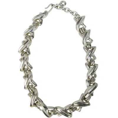 Pre-owned Robert Lee Morris Sterling X Motif Necklace In Gray