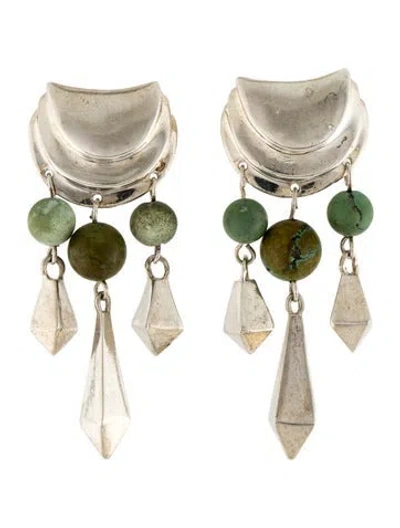 Pre-owned Robert Lee Morris Turquoise Drop Clip-on Earrings In Green