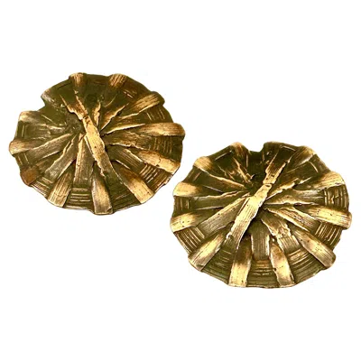 Pre-owned Robert Lee Morris Wabi Sabi Collection, Bamboo Disc Earrings 1982 In Multi