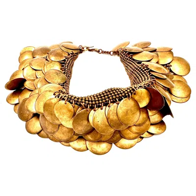 Pre-owned Robert Lee Morris Wabi Sabi Collection For Donna Karan Armadillo Collar In Multi