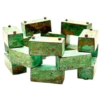 Pre-owned Robert Lee Morris Wabi Sabi Verdigris 2x1 Block Bracelet 1983 In Multi