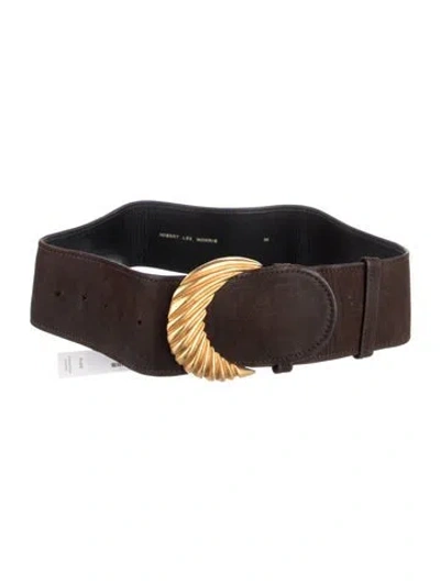 Pre-owned Robert Lee Morris Wide Leather Waist Belt In Brown
