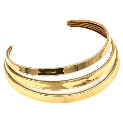 Pre-owned Robert Lee Morris Wide Triple Band Brass Collar In Multi