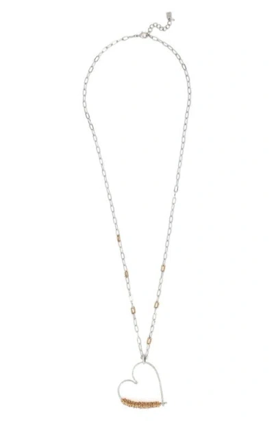 Robert Lee Morris Wire Wrap Heart Pendant Necklace In Metallic