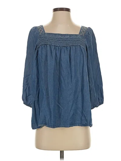 Pre-owned Robert Louis 3/4 Sleeve Blouse In Blue