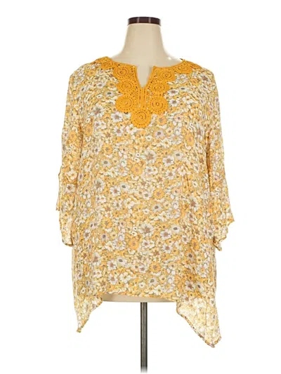 Pre-owned Robert Louis 3/4 Sleeve Blouse In Yellow