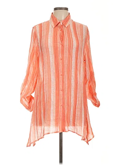 Pre-owned Robert Louis 3/4 Sleeve Button Down Shirt In Orange
