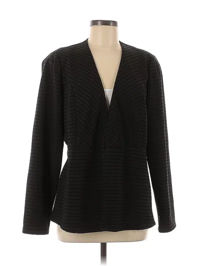 Pre-owned Robert Louis Long Sleeve Top Black Plunge Neckline Tops