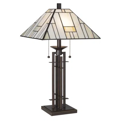 Robert Louis Tiffany 26 1/4" Mission Wrought Iron And Glass Table Lamp