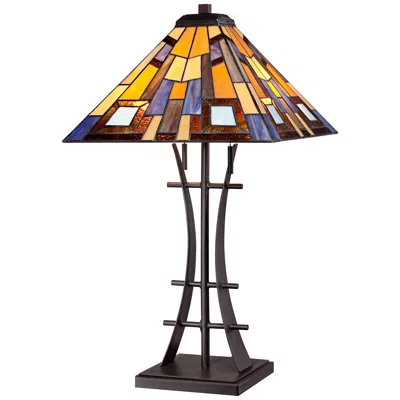 Robert Louis Tiffany 27" Jewel Tone Art Glass Tiffany-style Table Lamp