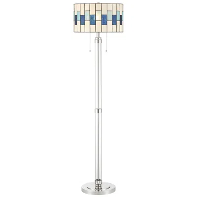 Robert Louis Tiffany Andra 60" High Art Glass Drum Shade Floor Lamp