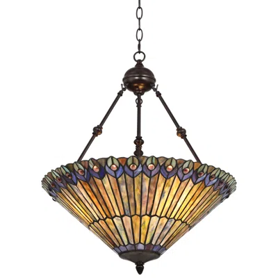 Robert Louis Tiffany Beetle 20" Wide 3-light Glass Pendant Light