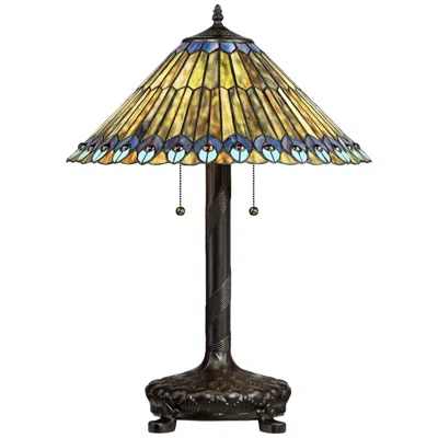 Robert Louis Tiffany Beetle 26" Art Glass Tiffany Style Table Lamp