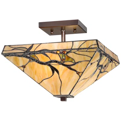 Robert Louis Tiffany Budding Branch 14" Tiffany-style Ceiling Light