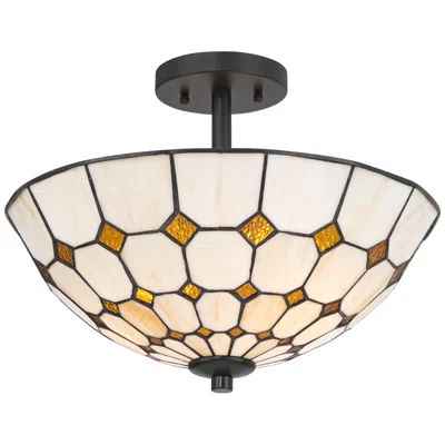 Robert Louis Tiffany Castillo 16" Wide Art Glass 2-light Ceiling Light