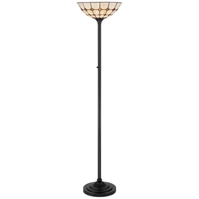 Robert Louis Tiffany Castillo 72" High Black Torchiere Floor Lamp