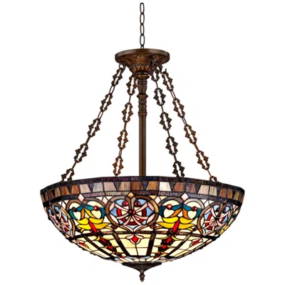 Robert Louis Tiffany Chiesa 24" Art Glass Bowl Pendant Light