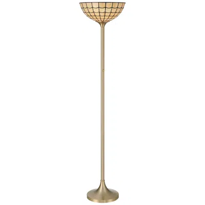 Robert Louis Tiffany Covina 71 1/4" High Brass Torchiere Floor Lamp
