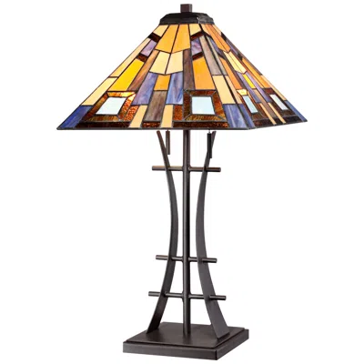 Robert Louis Tiffany Jewel Tone Tiffany-style Art Glass Lamp With Dimmer