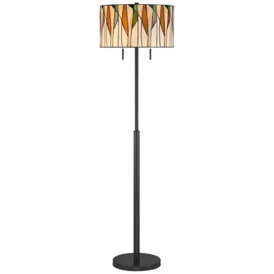 Robert Louis Tiffany Keeva 64" High Art Glass And Bronze Tiffany-style 2-light Floor Lamp