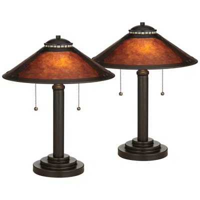 Robert Louis Tiffany Mica Mission-style 18 1/2" High Desk Lamps - Set Of 2