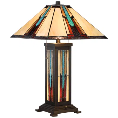 Robert Louis Tiffany Ranier 25" Glass Lamp With Night Light And Dimmer