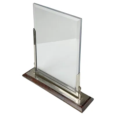 Pre-owned Robert Mallet-stevens French Art Deco Chrome And Rosewood Double Glass Photo Frame - 1930s In Brown