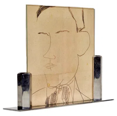 Pre-owned Robert Mallet-stevens French Art Deco Photograph Frame, Chrome-plated Steel & Glass, 1930s In Sand