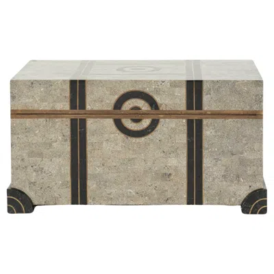 Pre-owned Robert Marcius Casa Bique Taupe Grey Tessellated Stone Chest In Gray