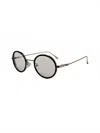 Robert Mitchel Men's Rm202115 Round Eyeglasses In Black/silver In Black