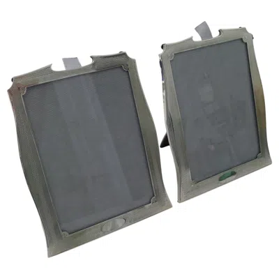 Pre-owned Robert Pringle & Sons Pair Small Art Deco Engine-turned Silver Picture Frames