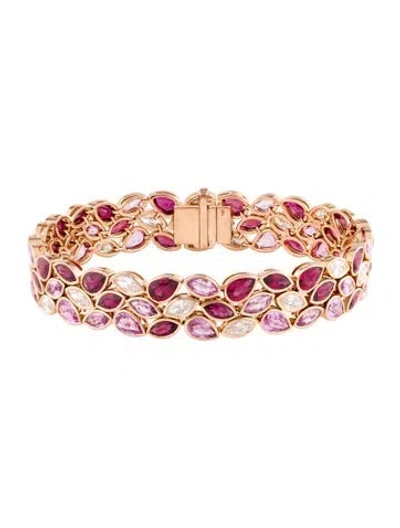 Pre-owned Robert Procop 18k 10.59ctw Ruby, Sapphire & Diamond De La Vie Link Bracelet, 7" In Multi
